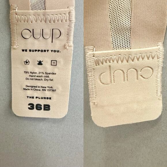 CUUP The Plunge Mesh Underwire Bra Size 36B in Taupe - Picture 4 of 16